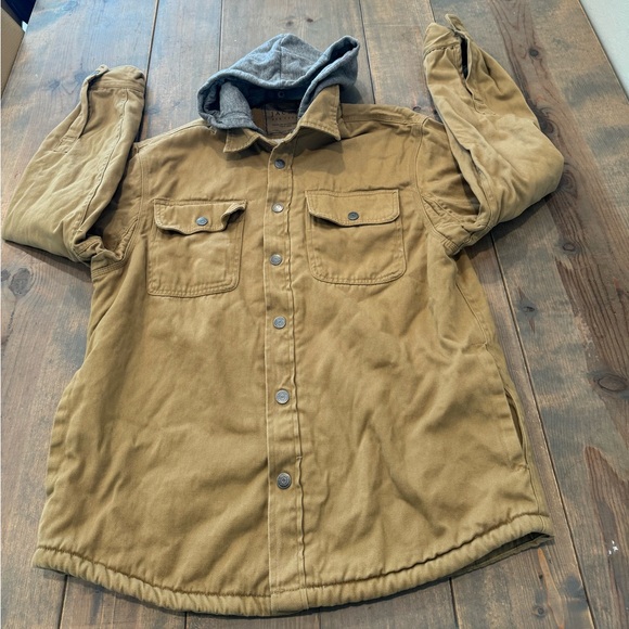 SOLD ✅ Jachs New York Men’s Heavyweight Sherpa Lined Khaki Jacket Hoodie Sz:L - Picture 1 of 14